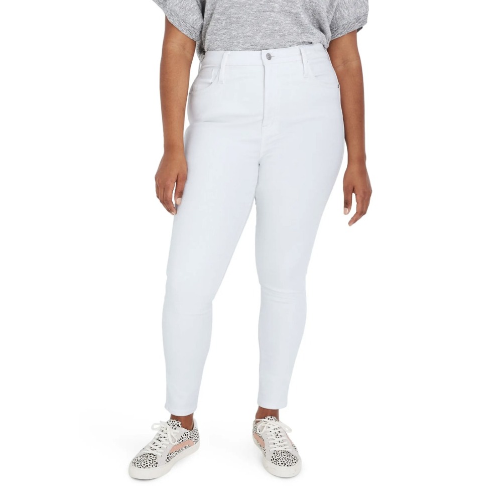 Madewell Womens 10-Inch High Rise Skinny Sz 34 White Jeans Stretch Pockets Soft